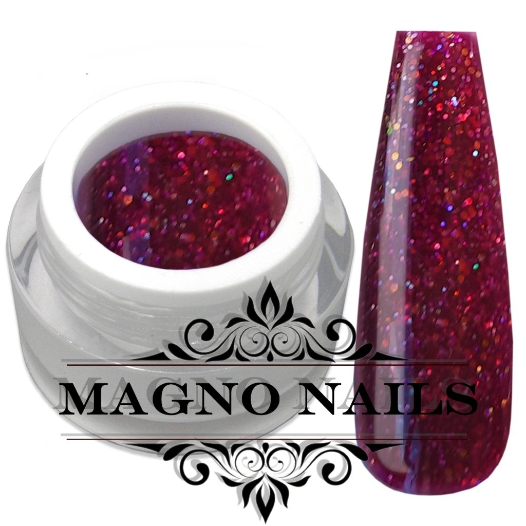 Pink rotes UV Glitter Gel mit Lila